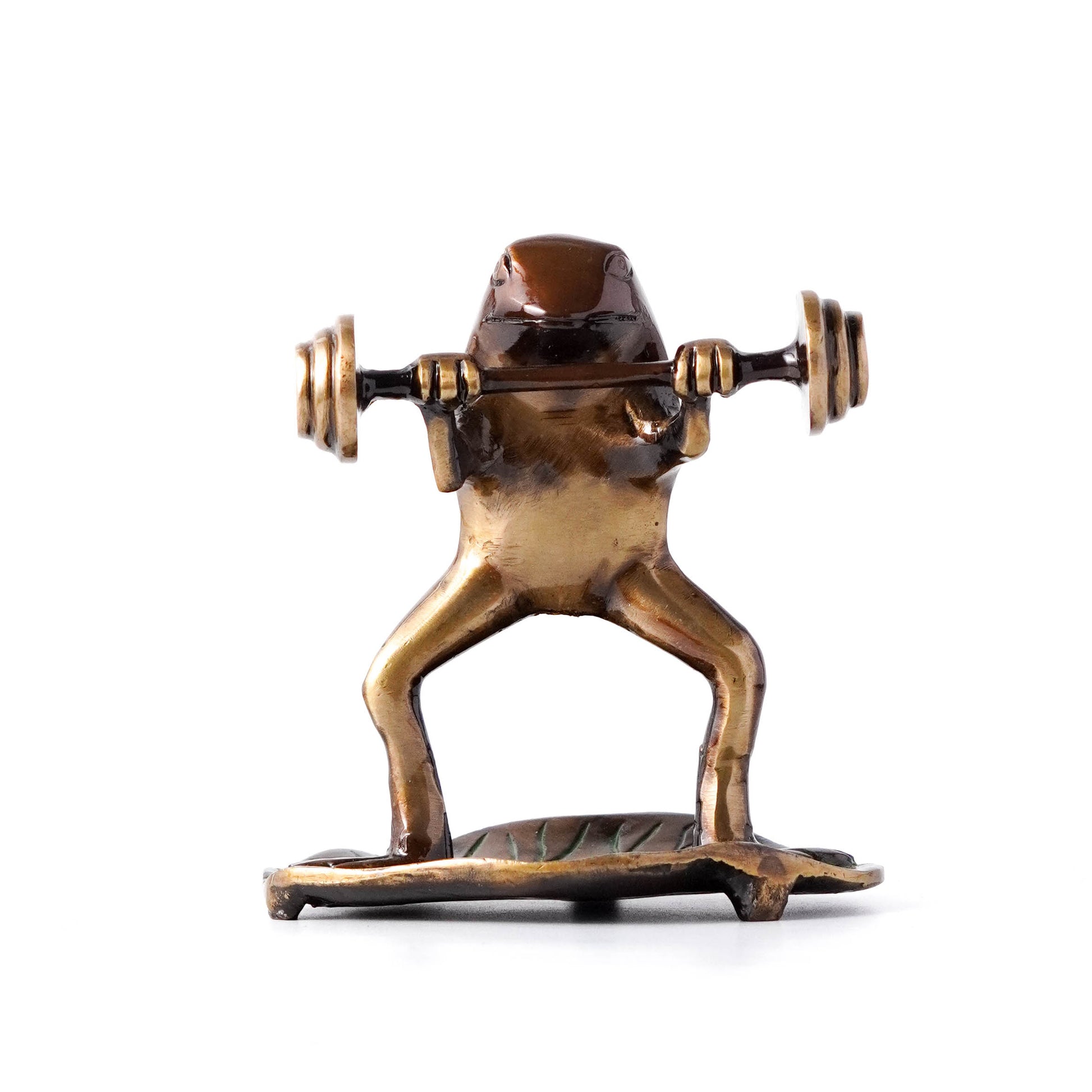 Frog Lifting Weights, Unique Modern Showpiece, Brass | VARYRA - VARYRA