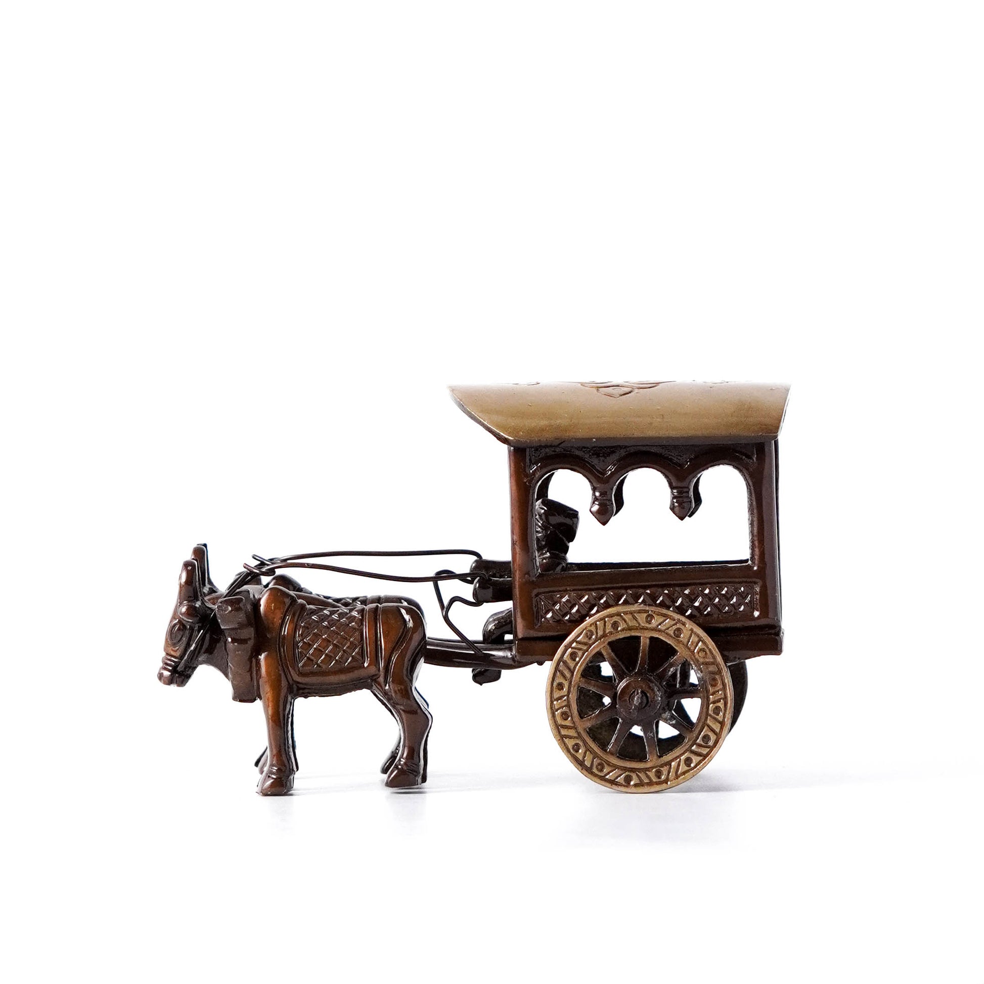 Bullock Cart with Carriage, Vintage Brass Miniature | VARYRA - VARYRA