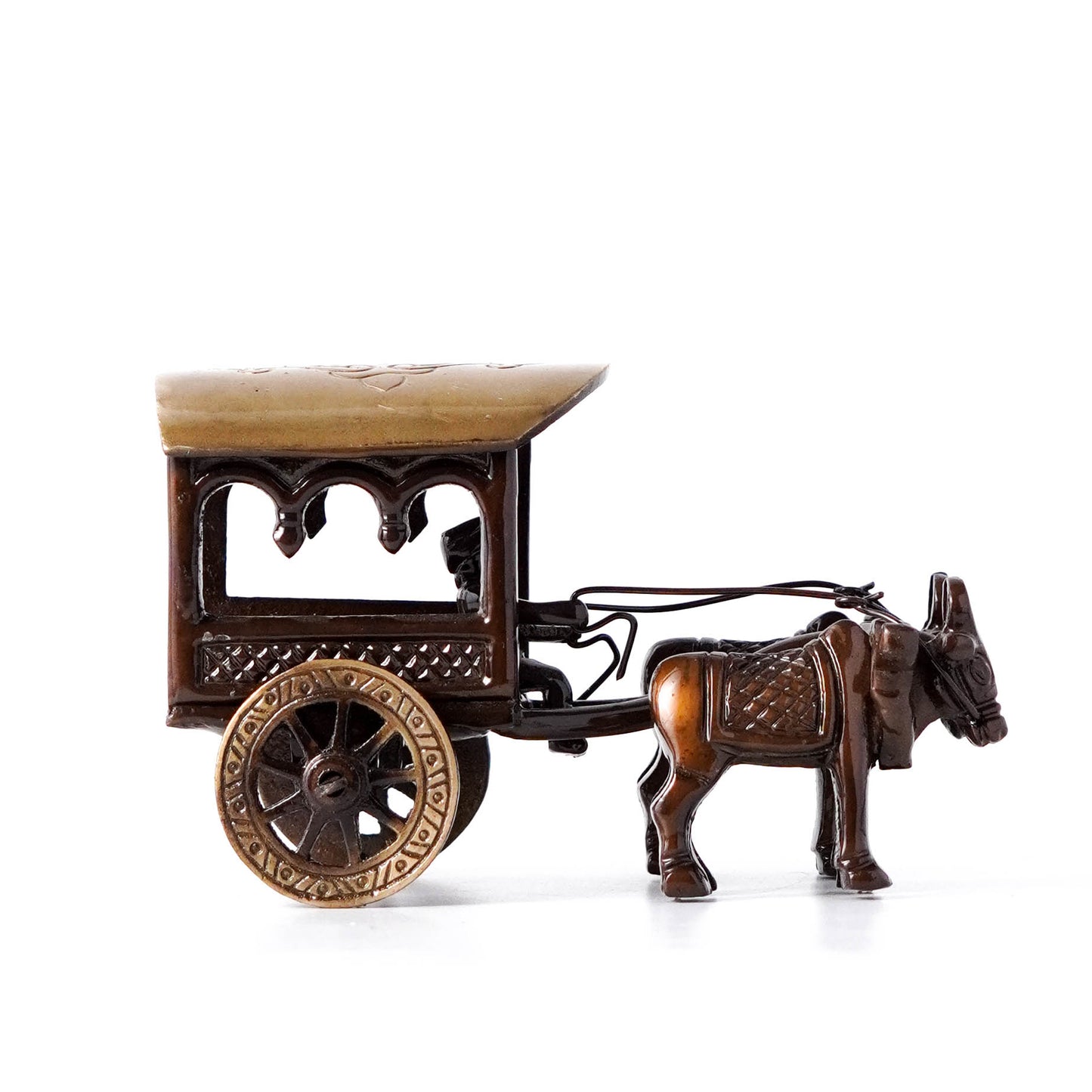 Bullock Cart with Carriage, Vintage Brass Miniature | VARYRA - VARYRA