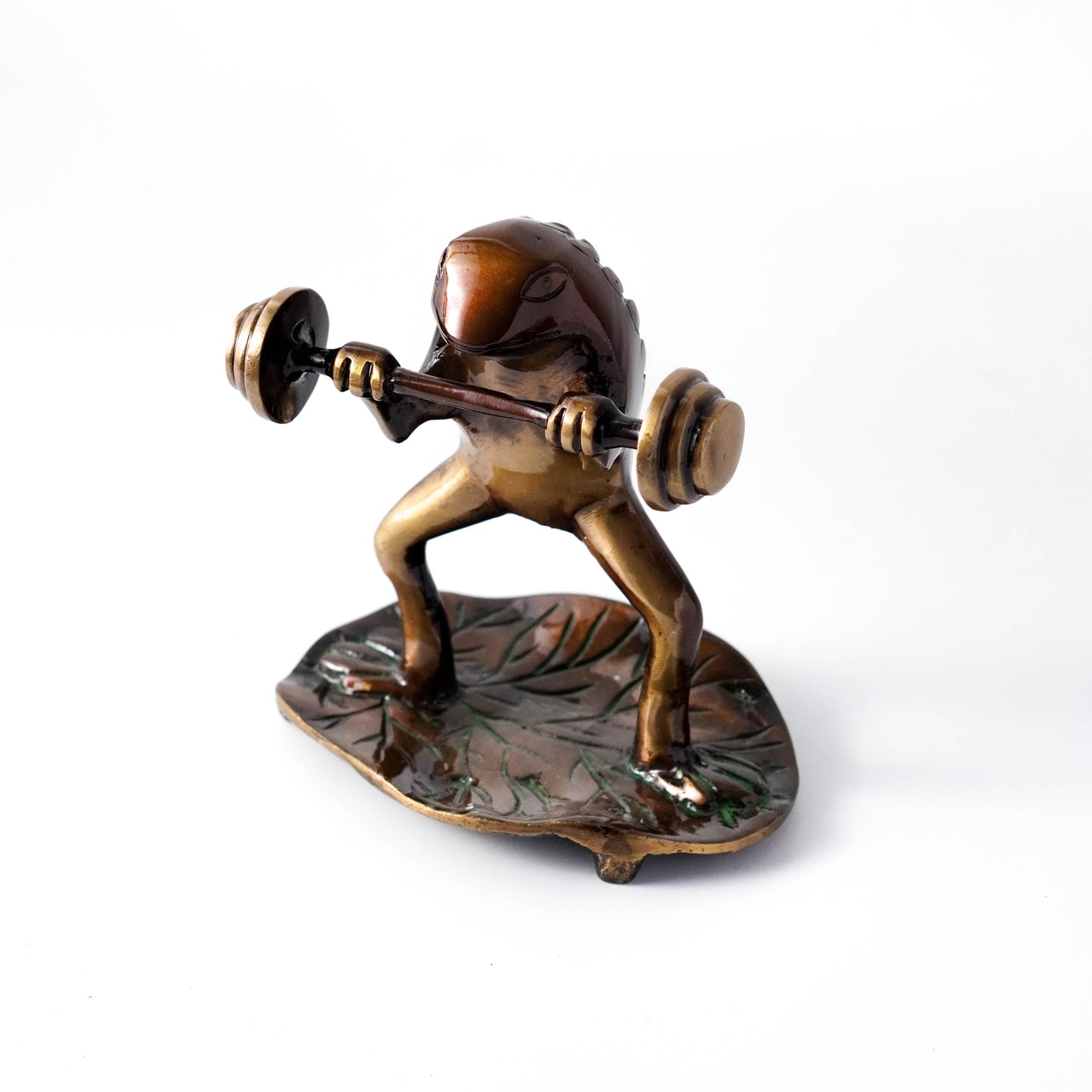 Frog Lifting Weights, Unique Modern Showpiece, Brass | VARYRA - VARYRA