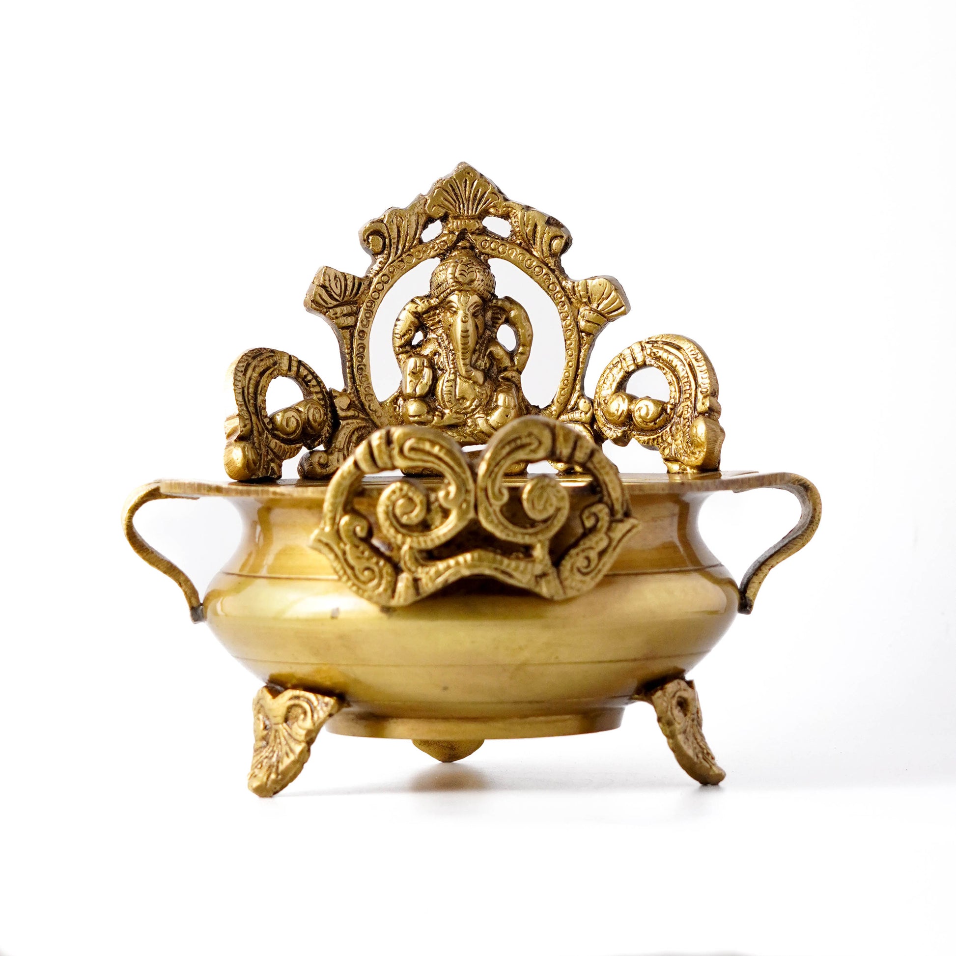 Handmade Ganesh Brass Urli - Traditional Antique Home Decor | VARYRA - VARYRA