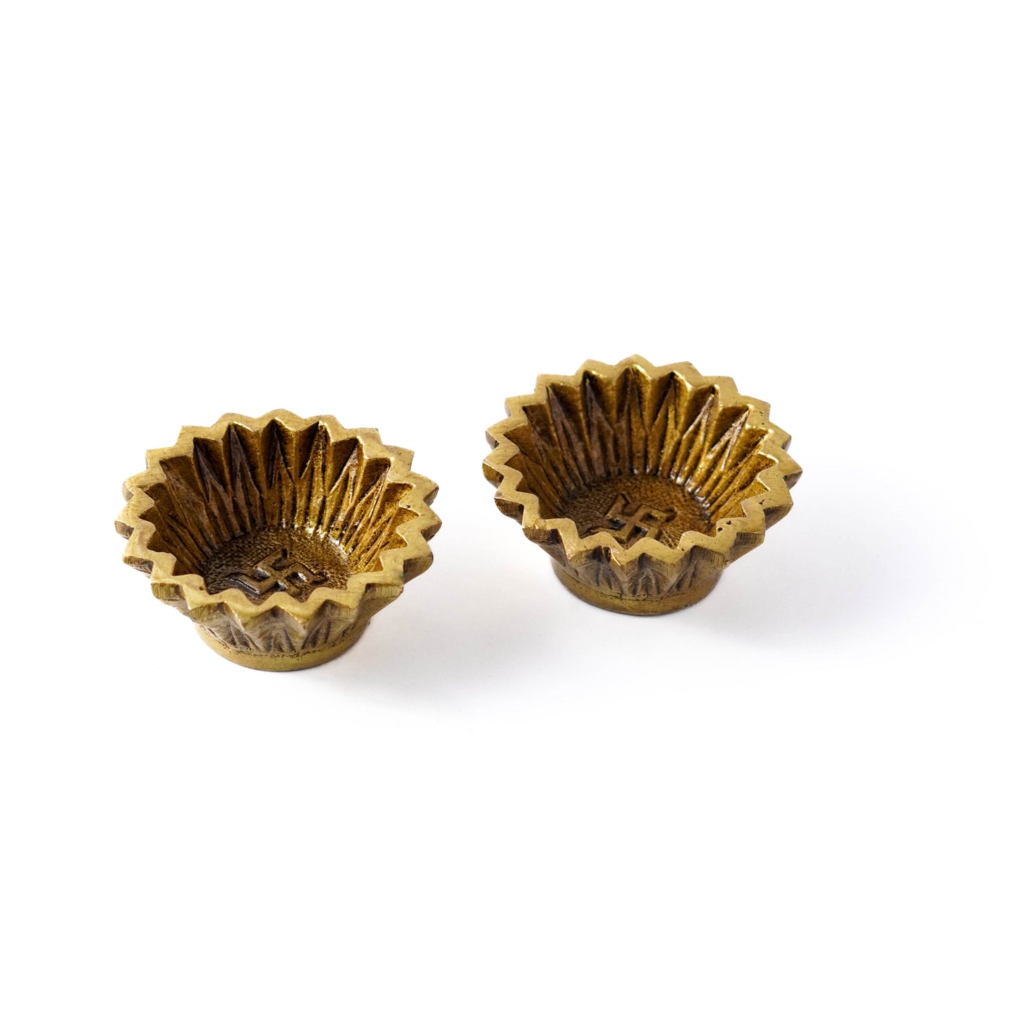 Anant Swastika Brass Diya, Geometric Style, Set of 2 | VARYRA - VARYRA