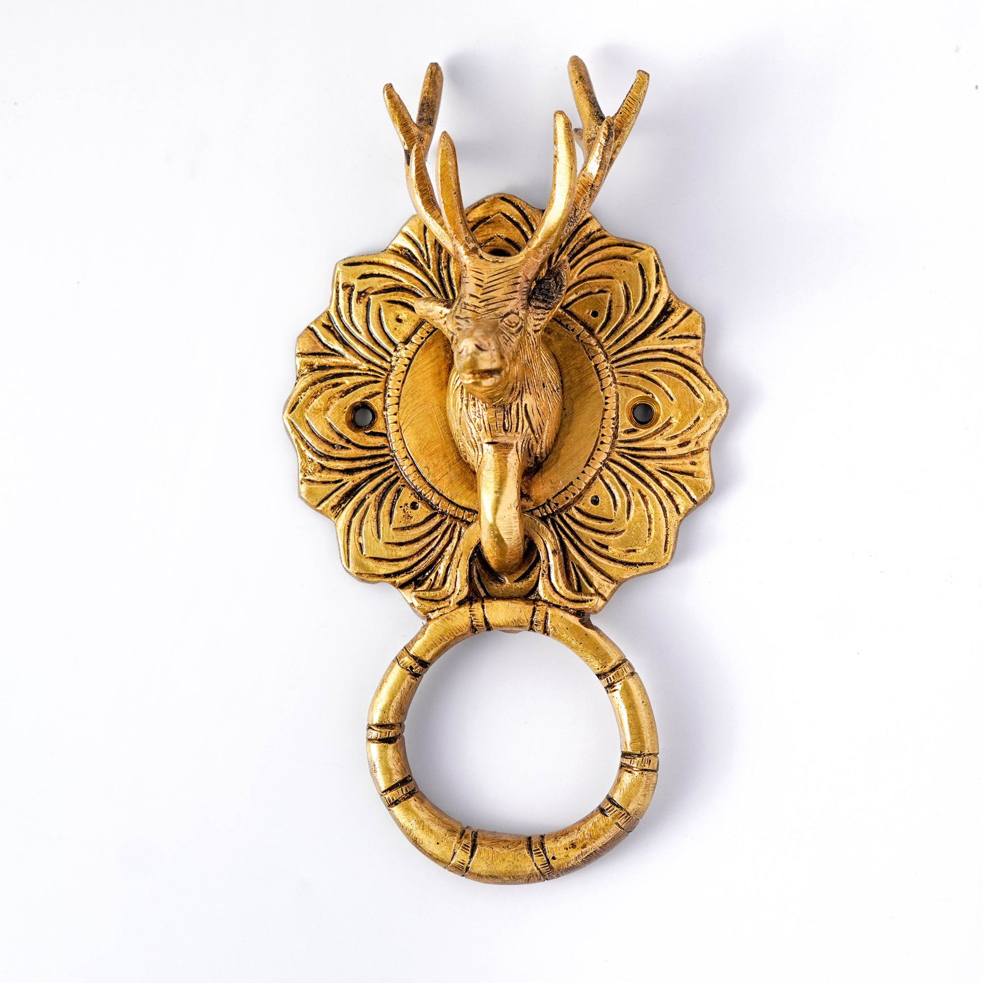 deer door knocker brass by varyra front angle