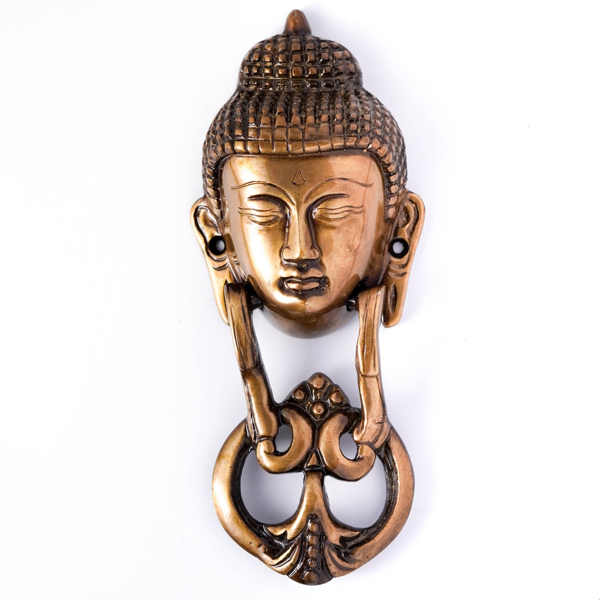 buddha head brass door knocker brown by varyra