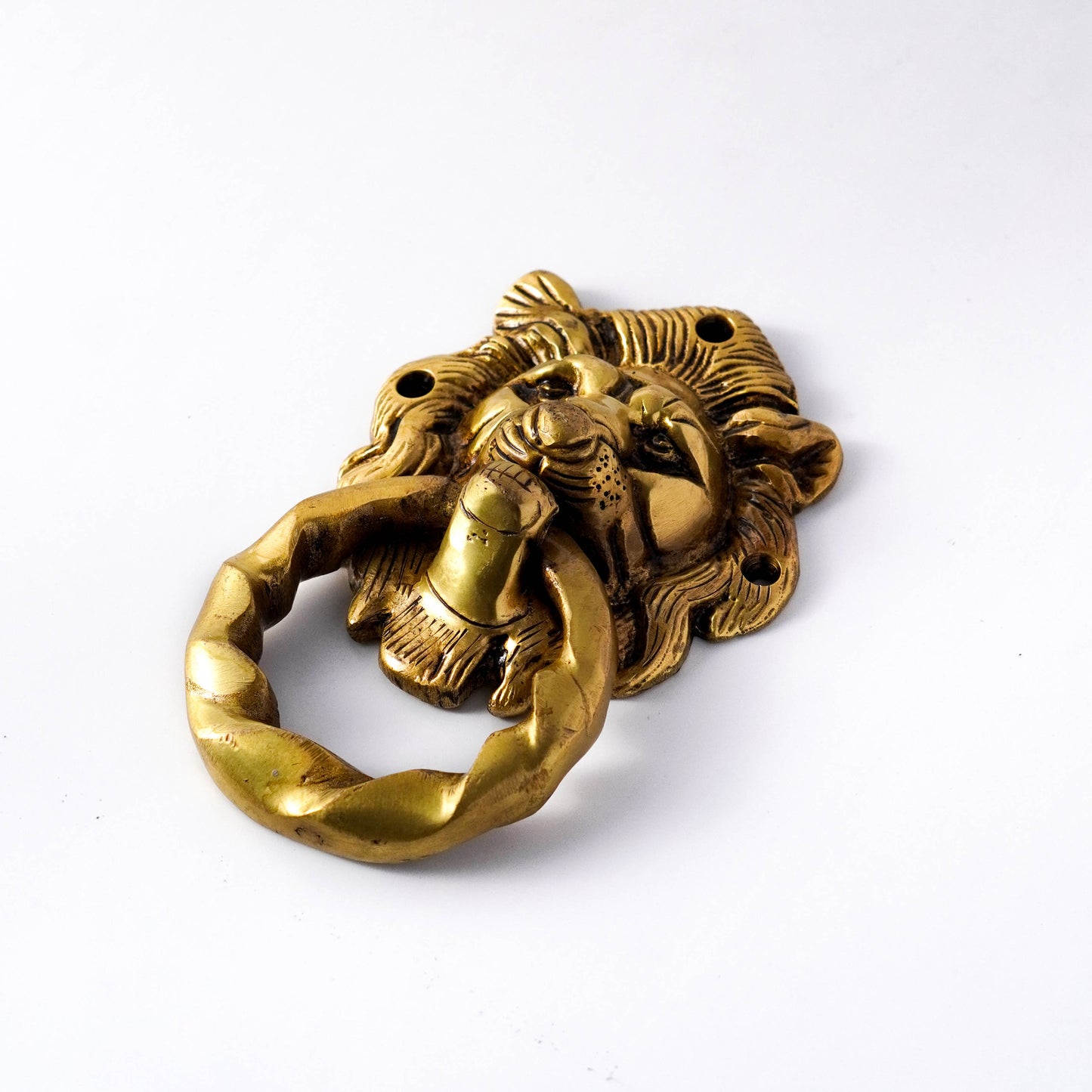 lion door knocker with wavy ring brass by varyra