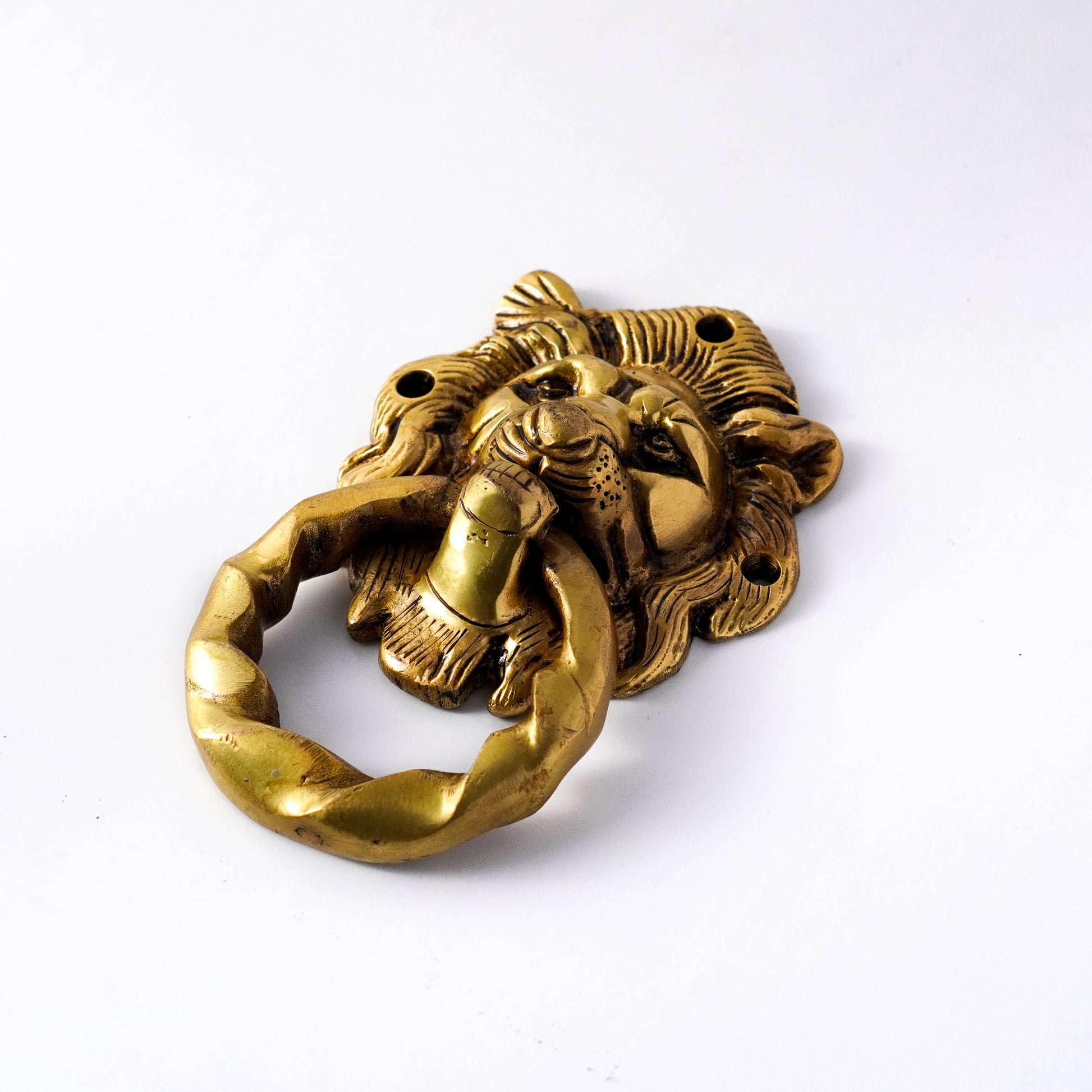 lion door knocker with wavy ring brass by varyra