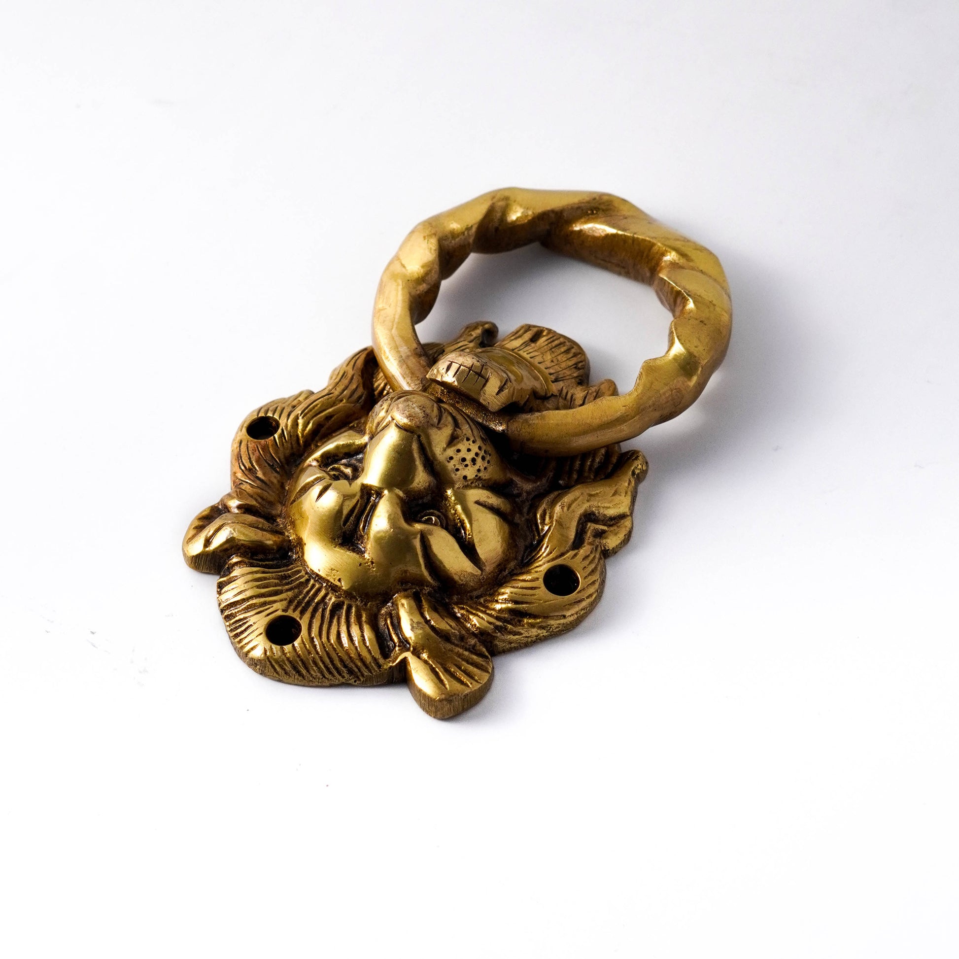 lion door knocker with wavy ring brass by varyra