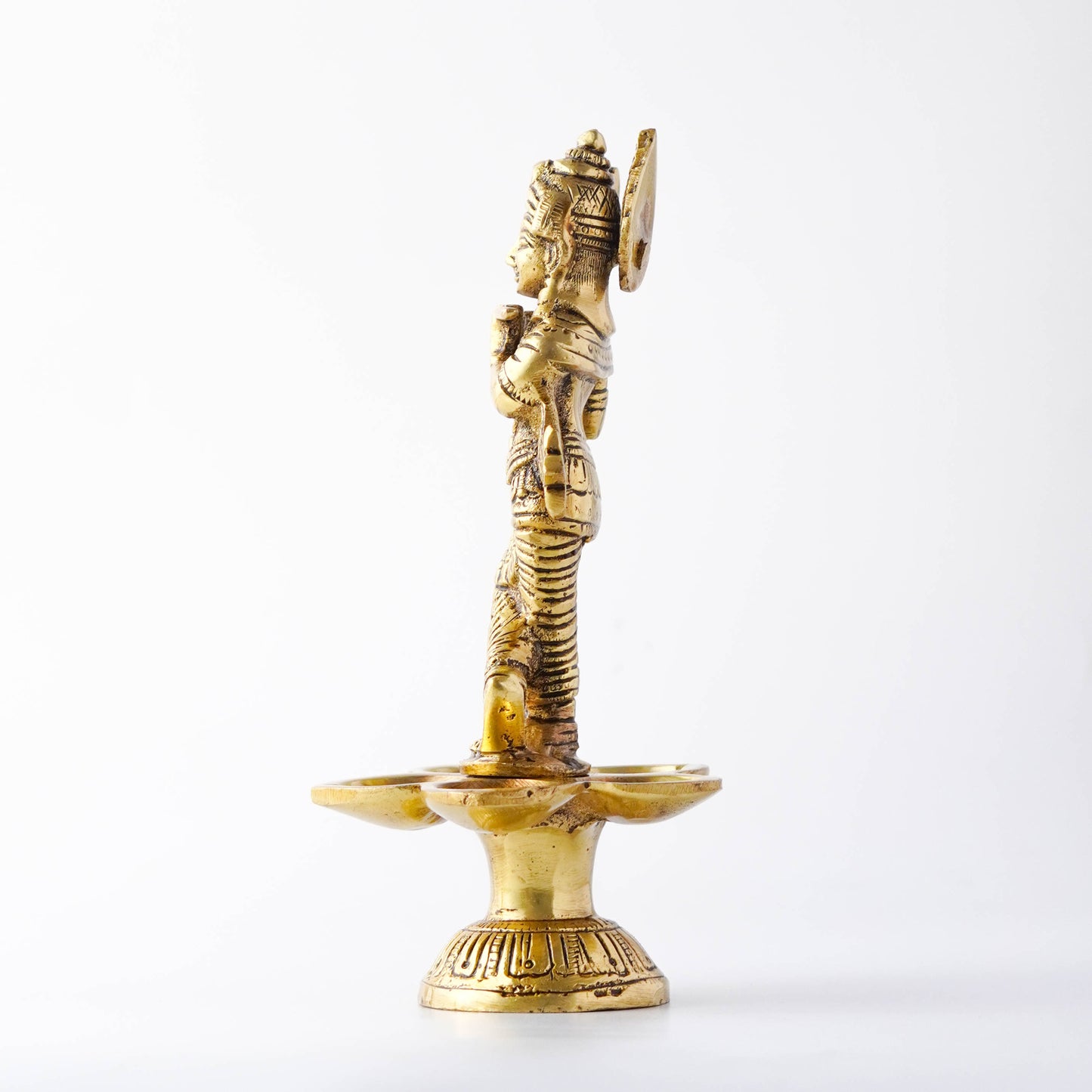 Handmade Brass Krishna Panch Diya - Antique Mandir Decoration | VARYRA - VARYRA