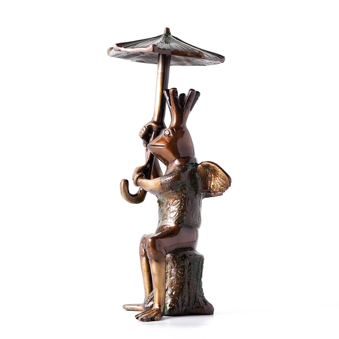 Vintage Brass Frog with Umbrella Figurine - Unique Home Decor Showpiece | VARYRA - VARYRA