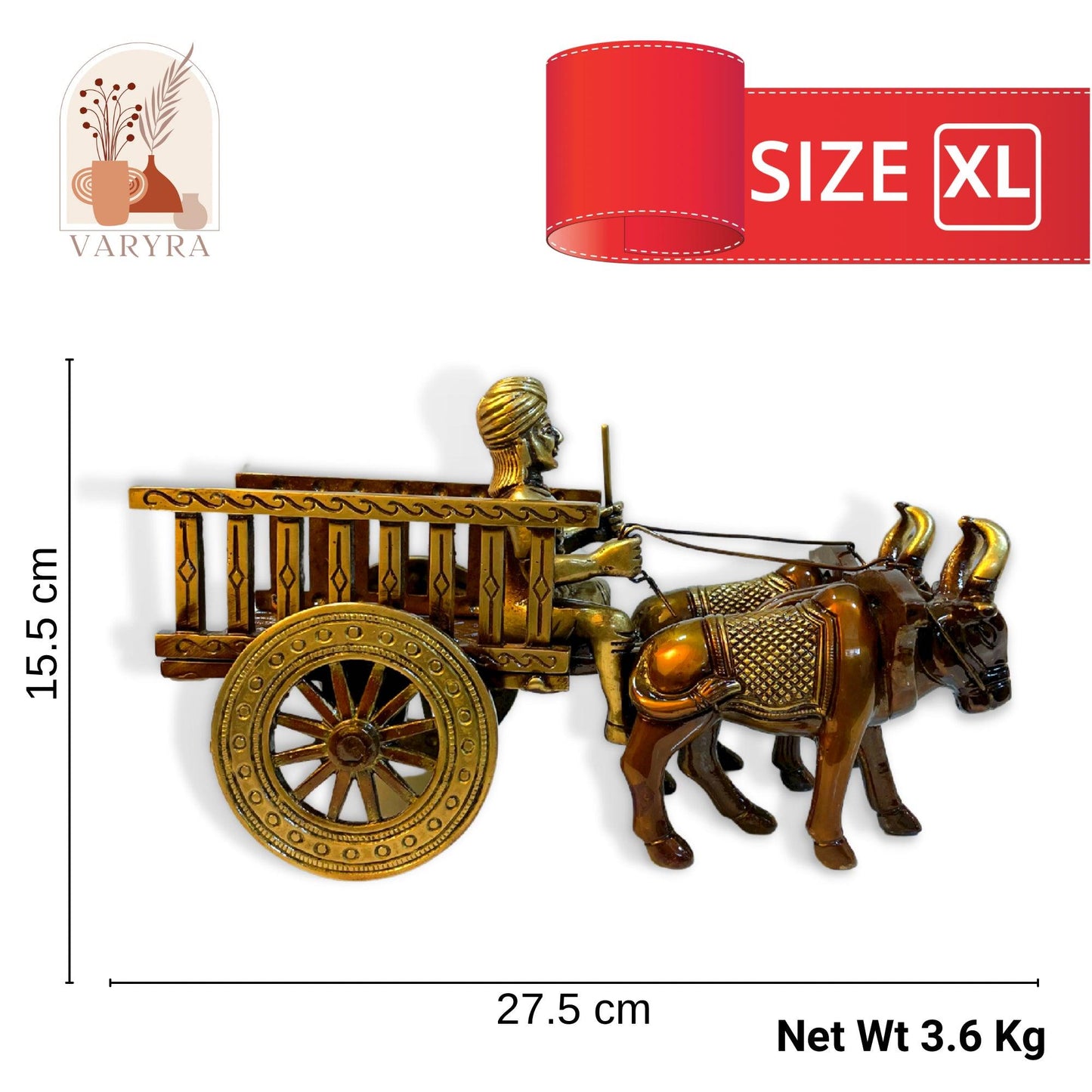 Bullock Cart Showpiece, Brass metal, Vintage Home Decor | VARYRA - VARYRA