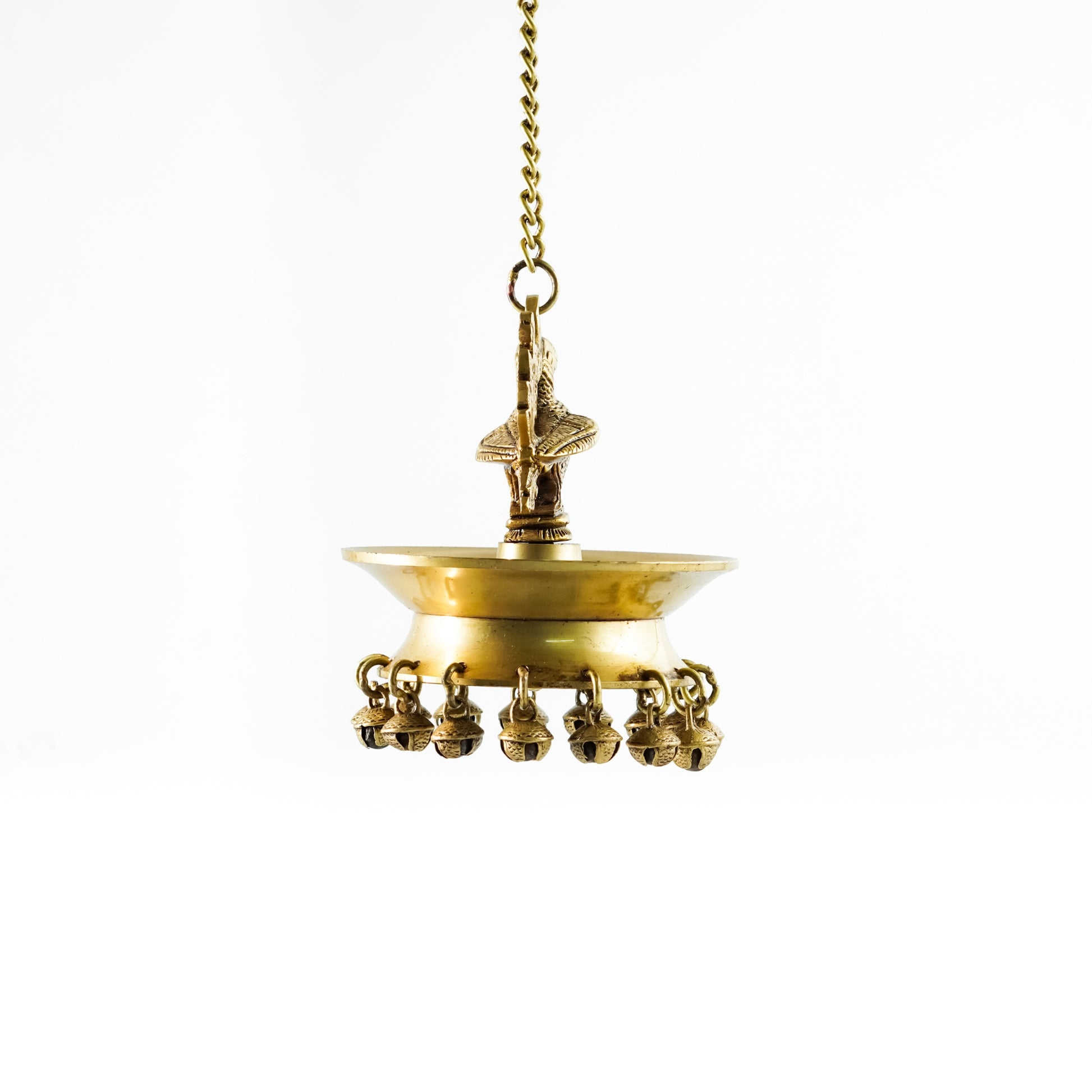 Buy Annapakshi Hanging Brass Diya with chain, Antique Gold Wall Decor –  VARYRA