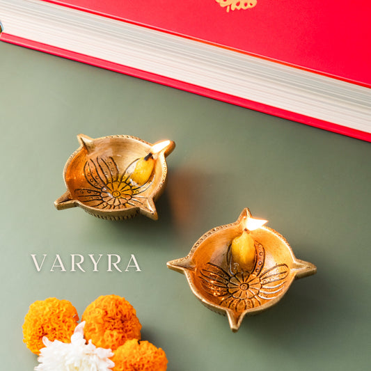 four sided brass diwali diya by varyra