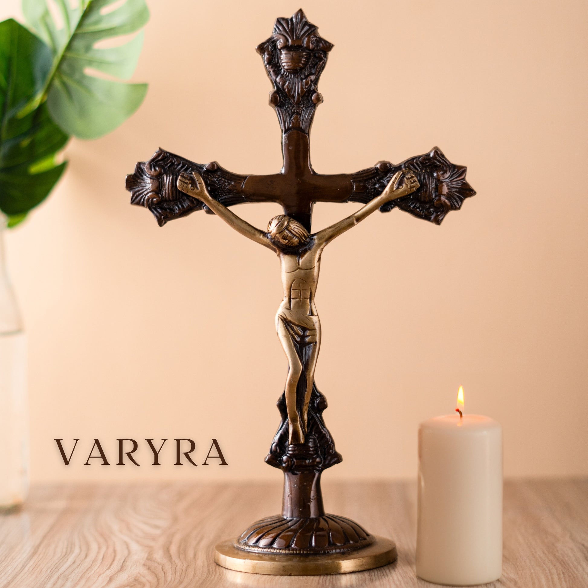 jesus cross antique style church home decor brass by varyra