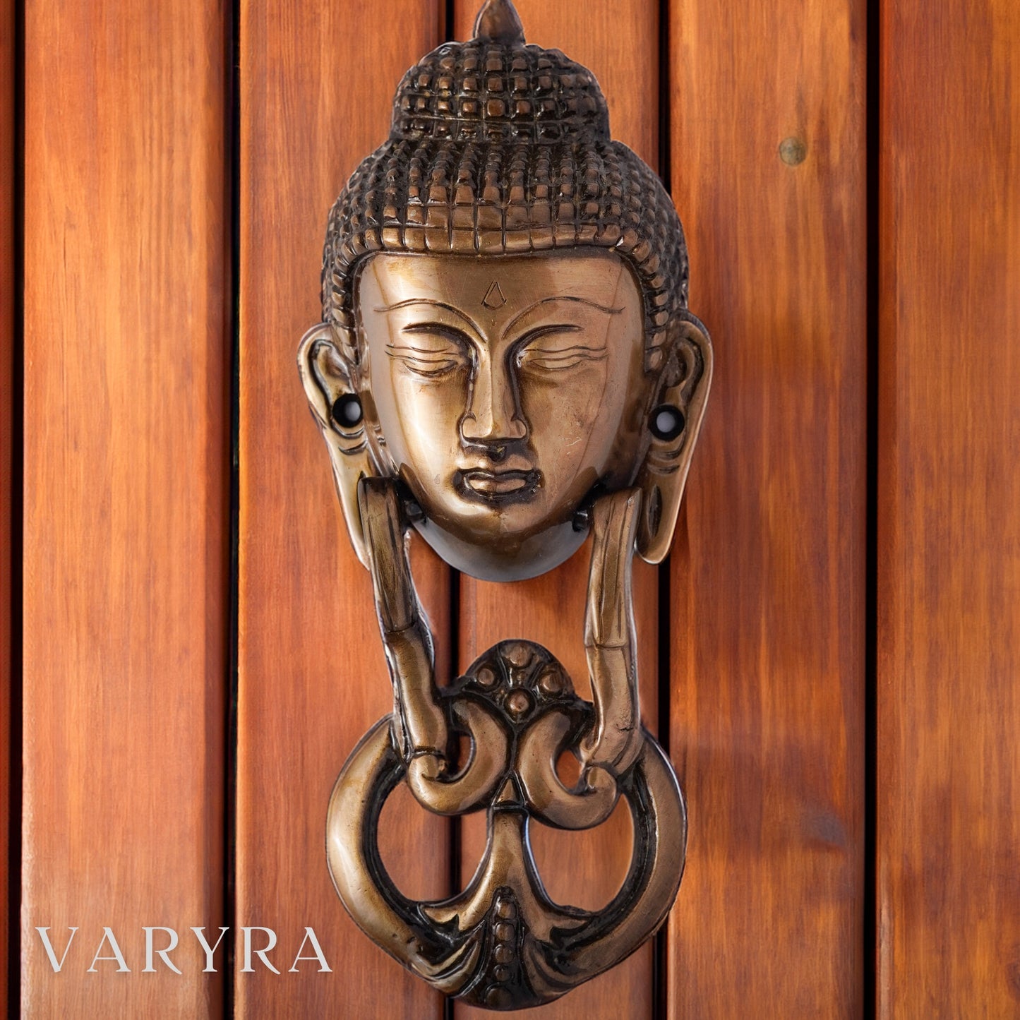 buddha head brass door knocker brown by varyra