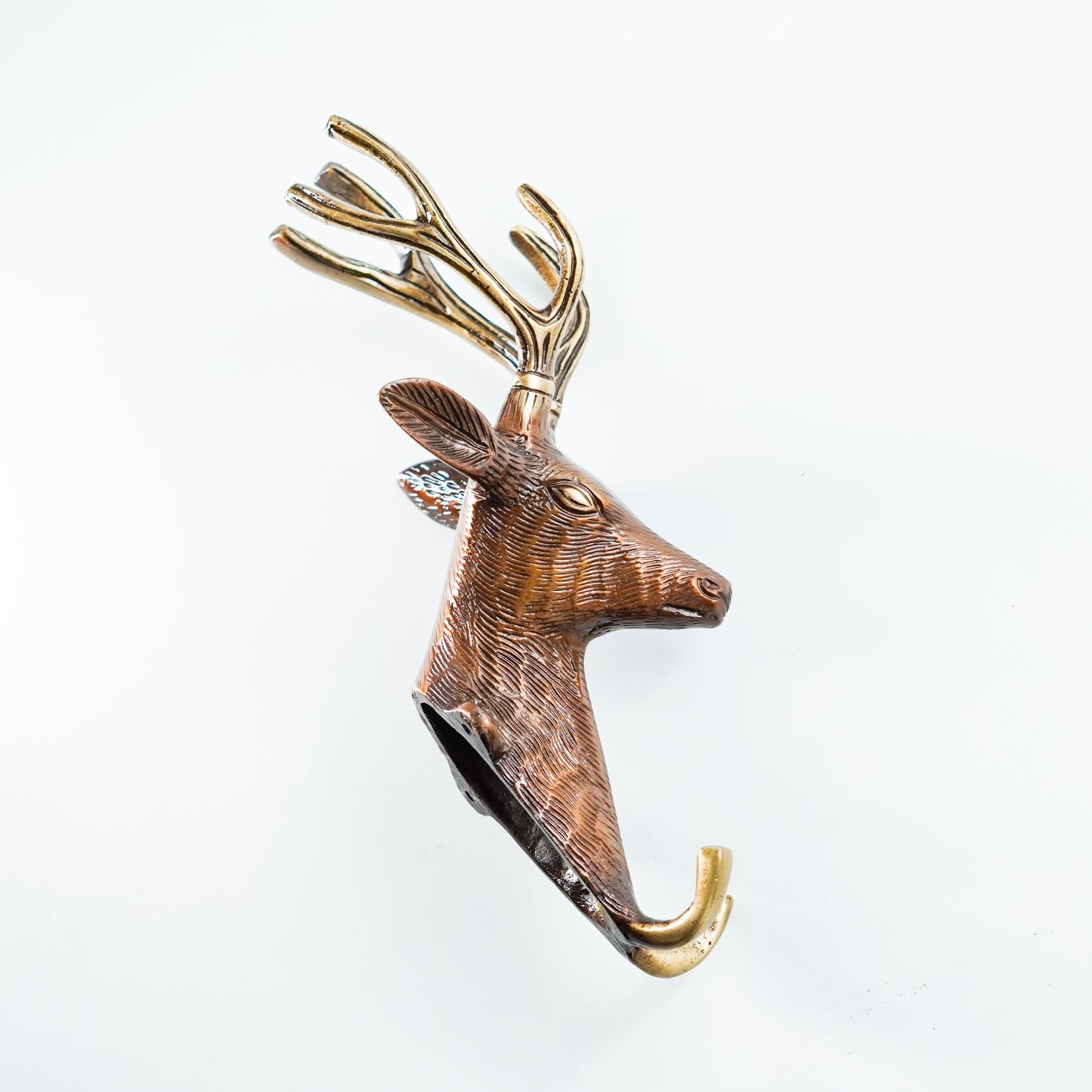 Antique Deer Wall Hanging, Vintage Brass Metal | VARYRA - VARYRA