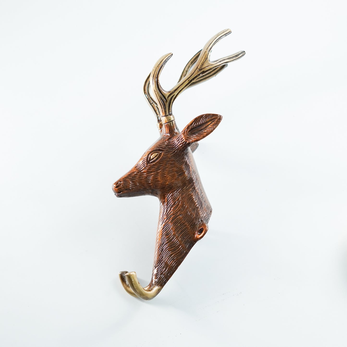 Antique Deer Wall Hanging, Vintage Brass Metal | VARYRA - VARYRA