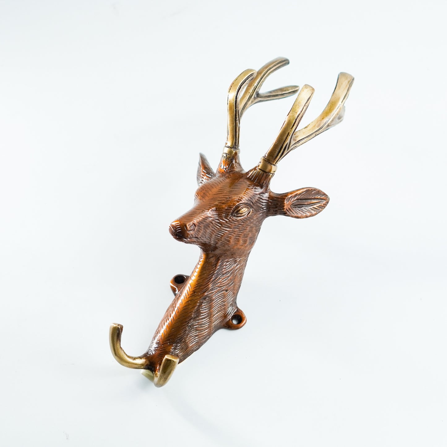 Antique Deer Wall Hanging, Vintage Brass Metal | VARYRA - VARYRA