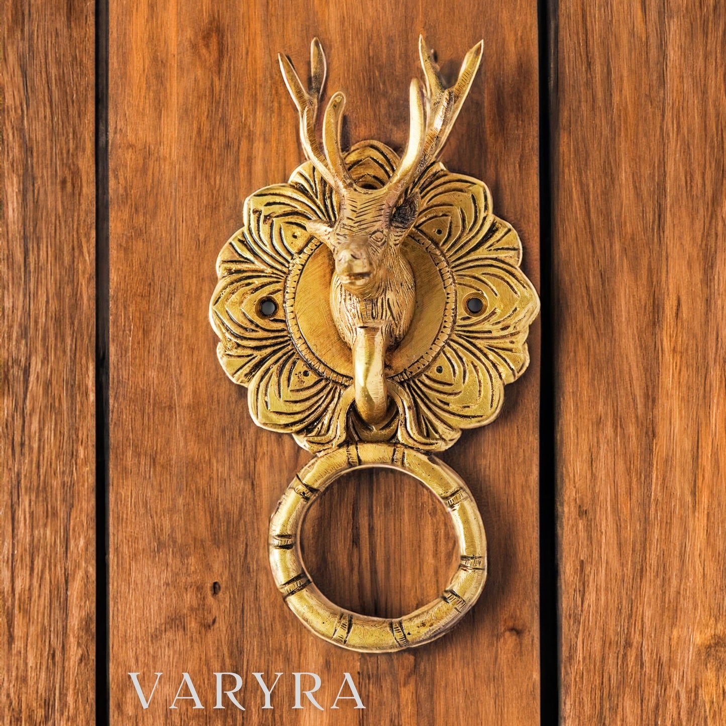 deer door knocker brass by varyra front angle