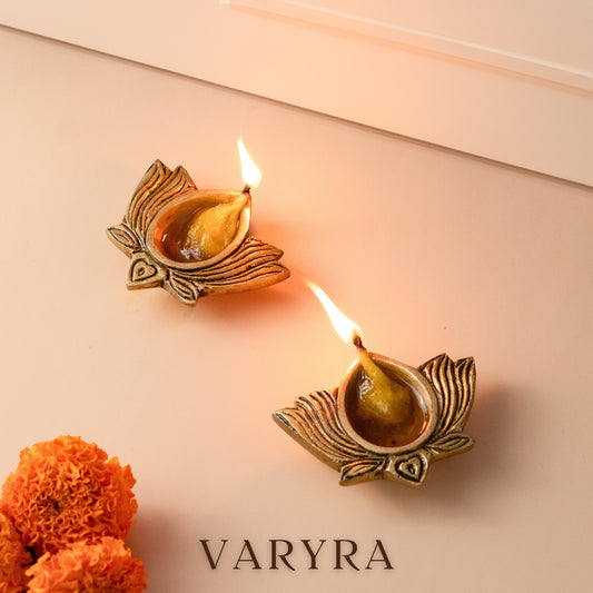 brass lotus shaped diya by varyra