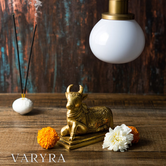 Nandi Bull Statue, Vahana of God Shiva, Brass Metal | VARYRA - VARYRA