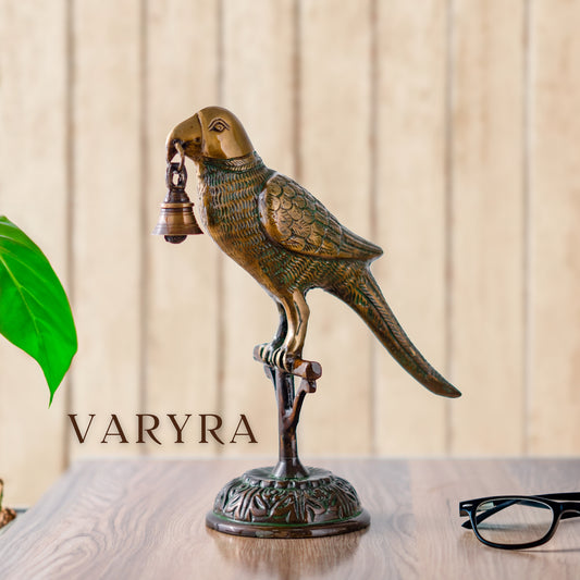 antique parrot figurine brass metal by varyra