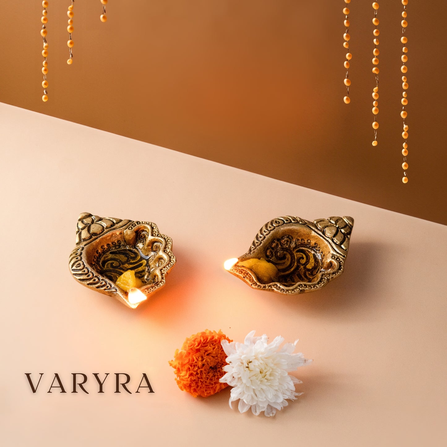 handmade brass shankh style diya by varyra