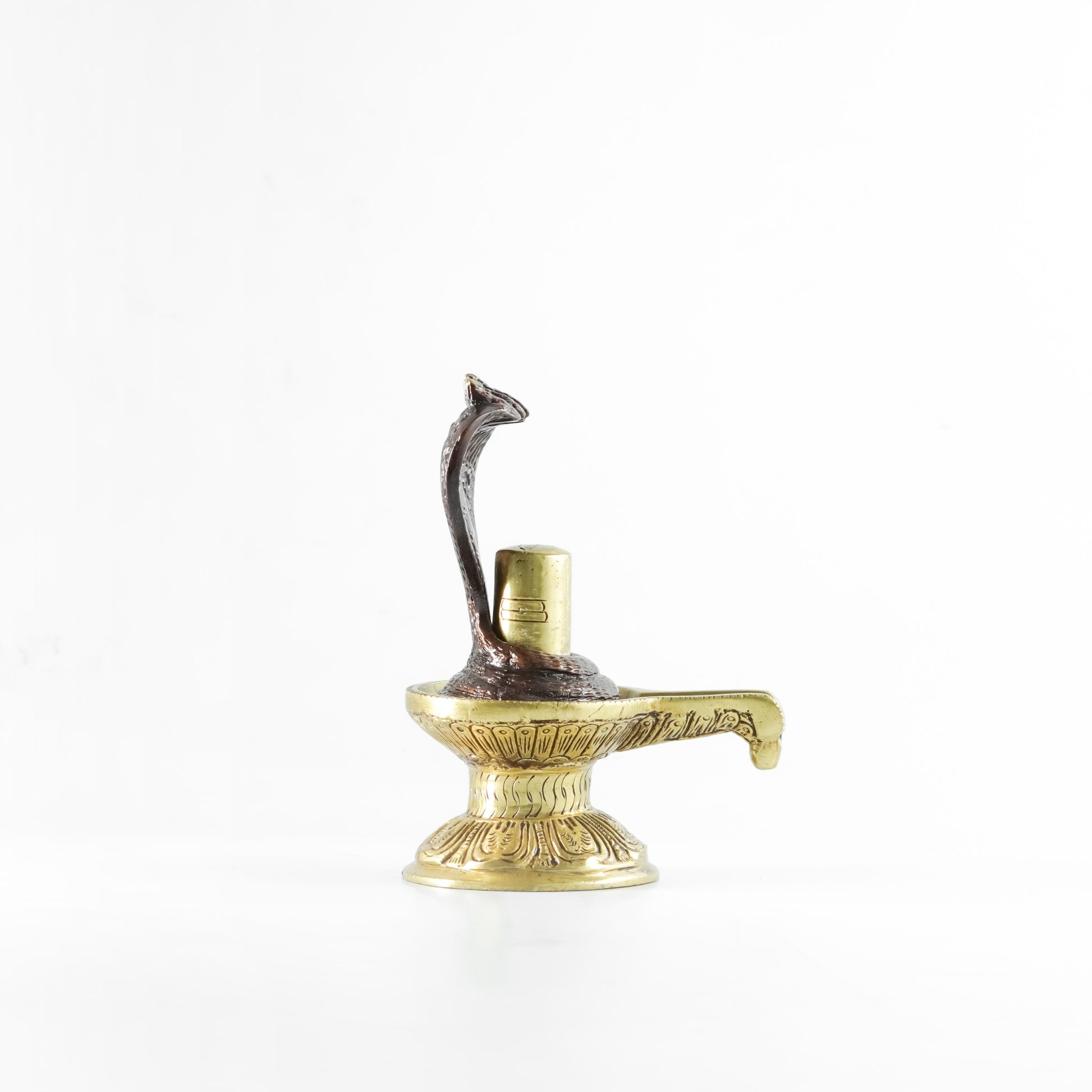 Shivling with Holy Snake, Pooja Home Decor, Brass | VARYRA - VARYRA