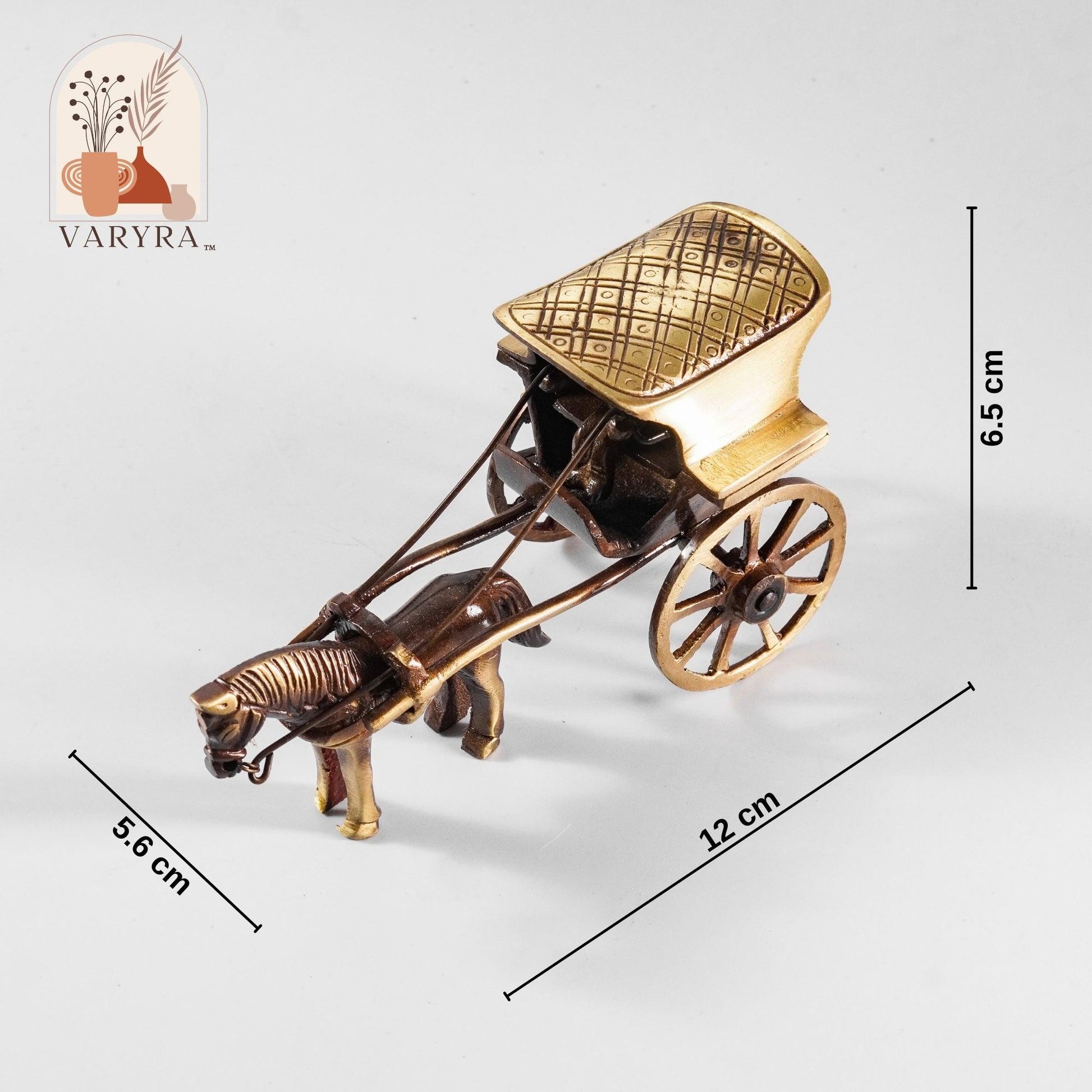 Horse Carriage Miniature Showpiece, Brass Metal, S | VARYRA - VARYRA