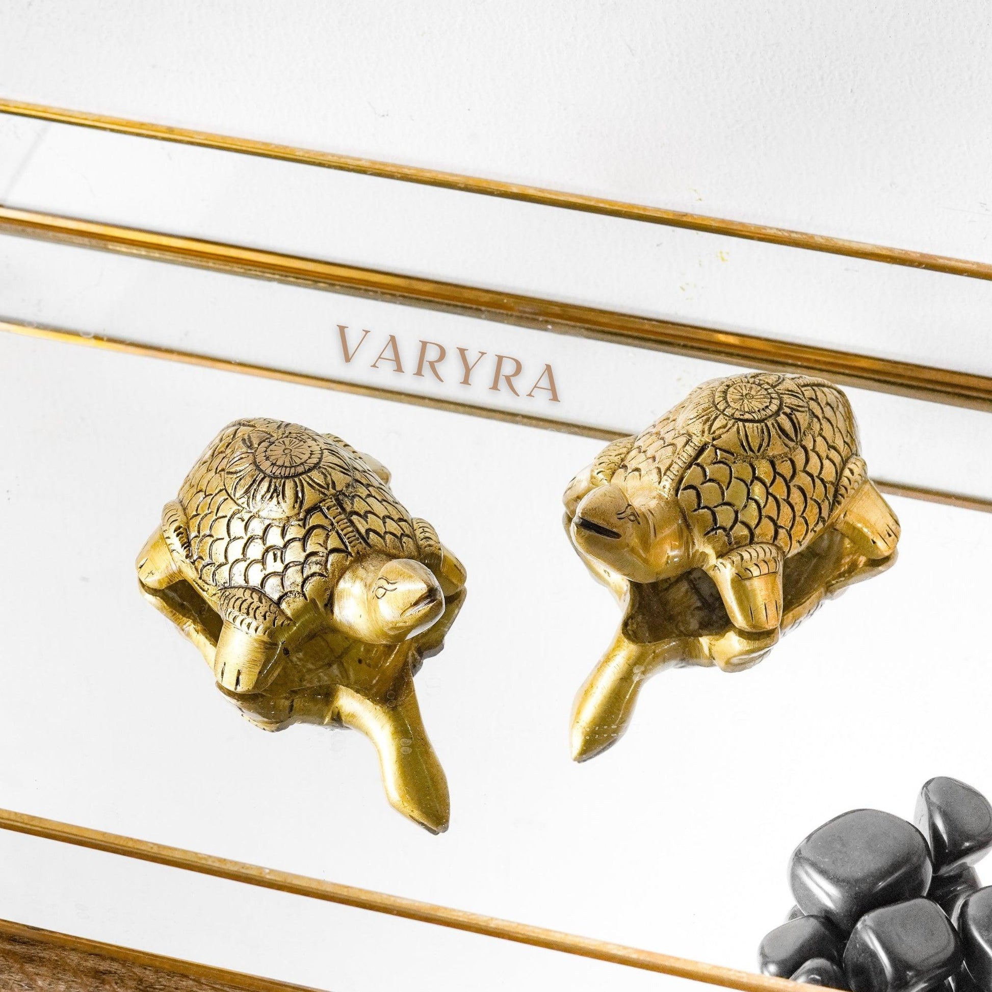 varyra turtle pair showpiece brass home decor medium size