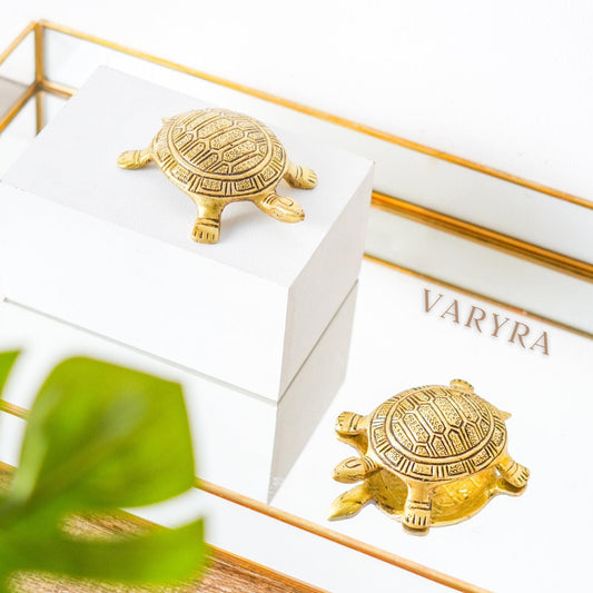 varyra turtle pair showpiece brass home decor small size