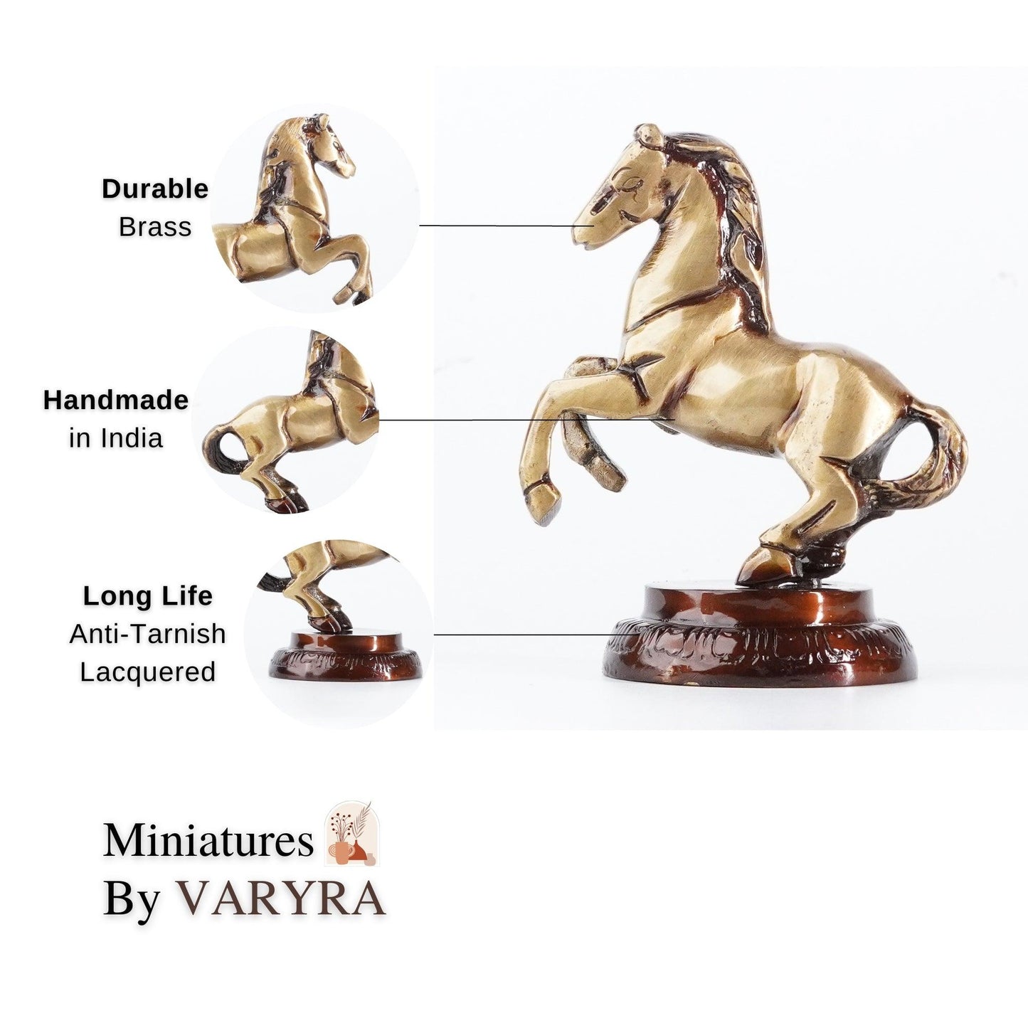 varyra brass horse small statue