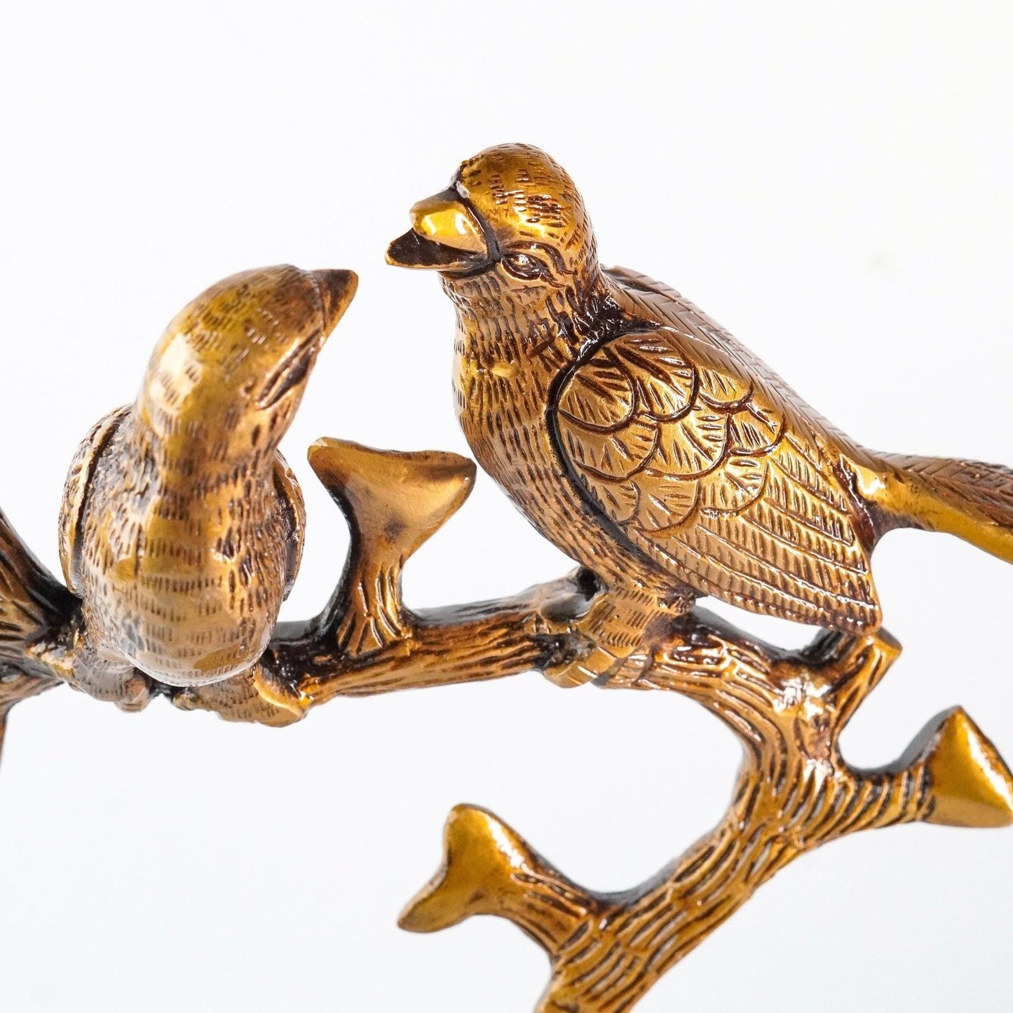 varyra love birds on tree brass showpiece closeup