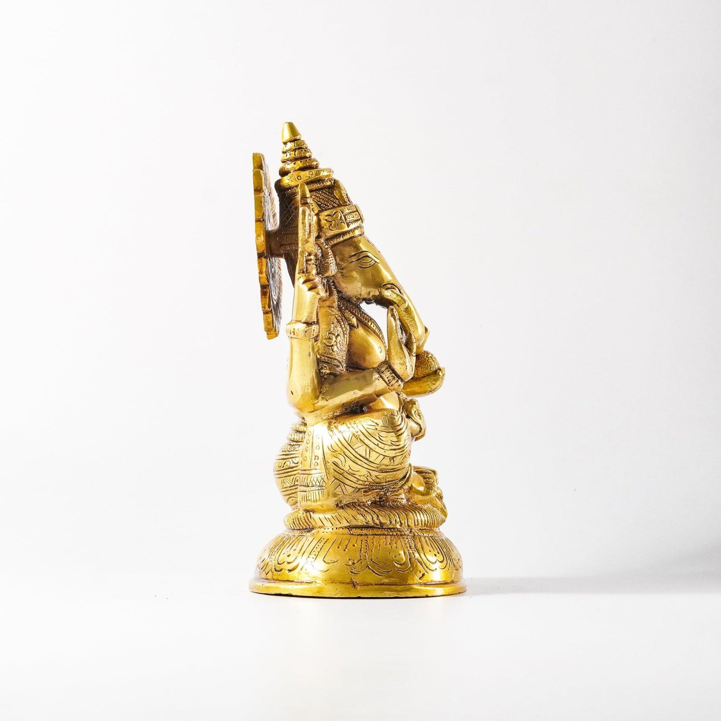 Ganesha Four Armed Traditional Statue, Brass | VARYRA - VARYRA