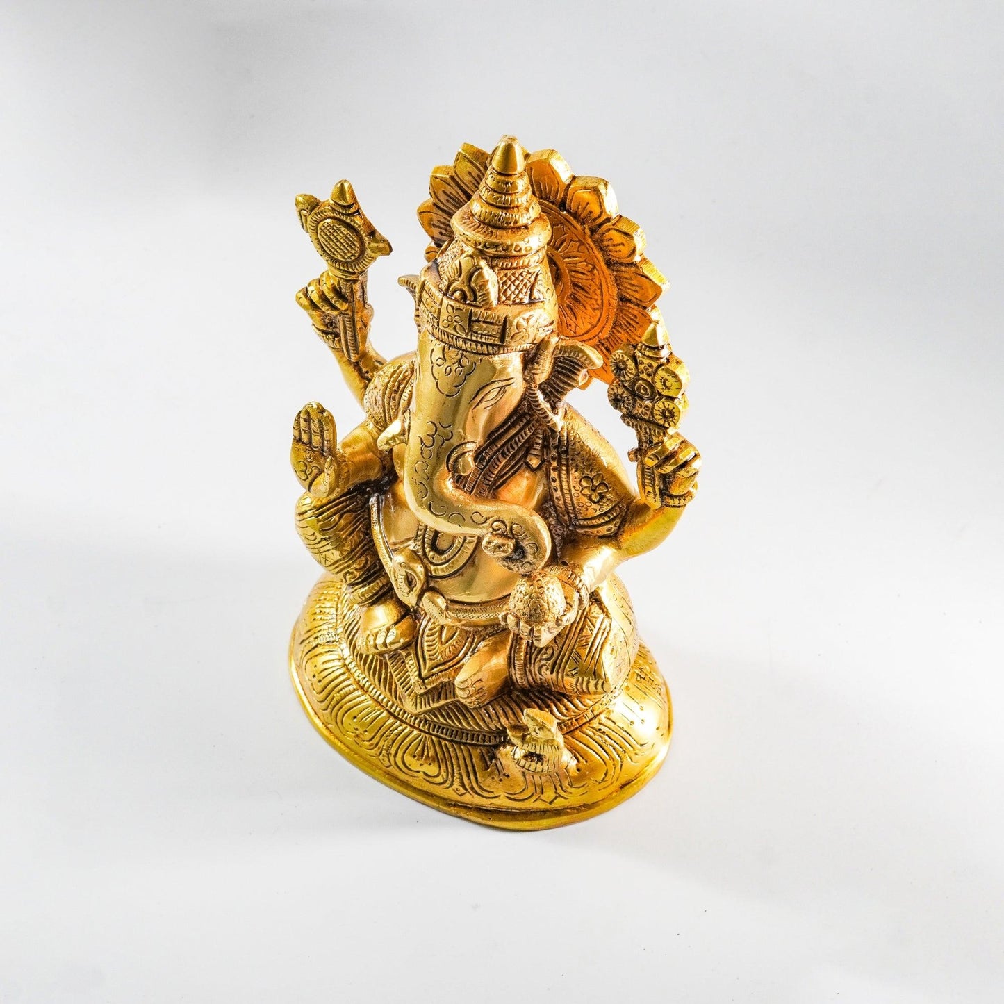 Ganesha Four Armed Traditional Statue, Brass | VARYRA - VARYRA