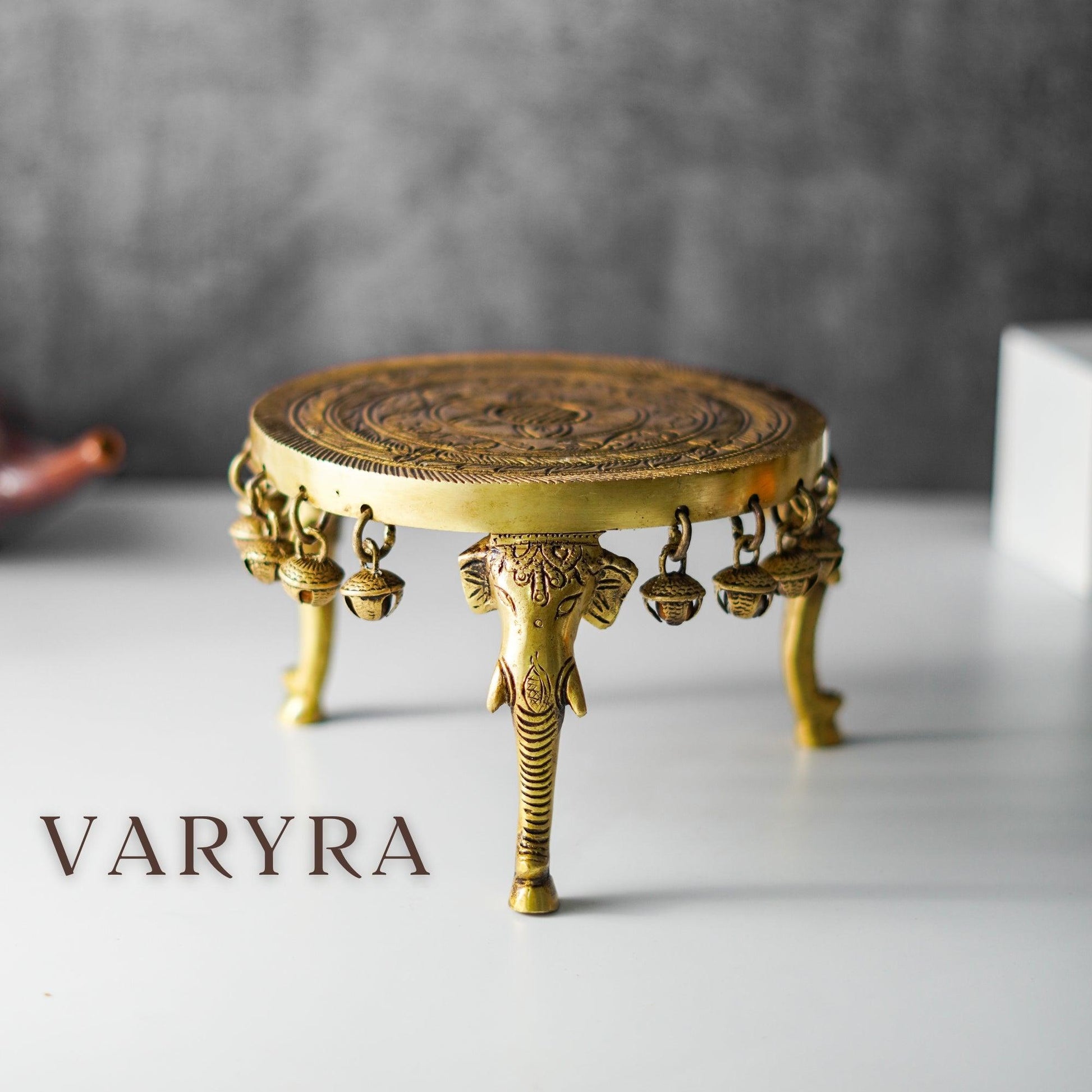 Ganesh Chowki with Bells, Traditional, Brass | VARYRA - VARYRA