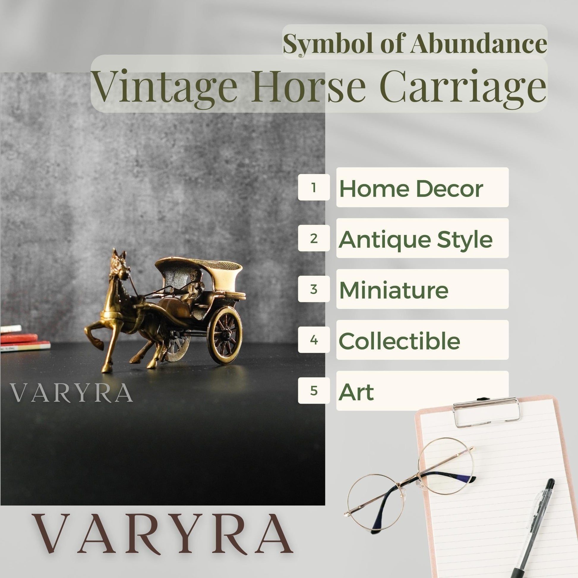 Horse Carriage Miniature Showpiece, Metal | VARYRA - VARYRA