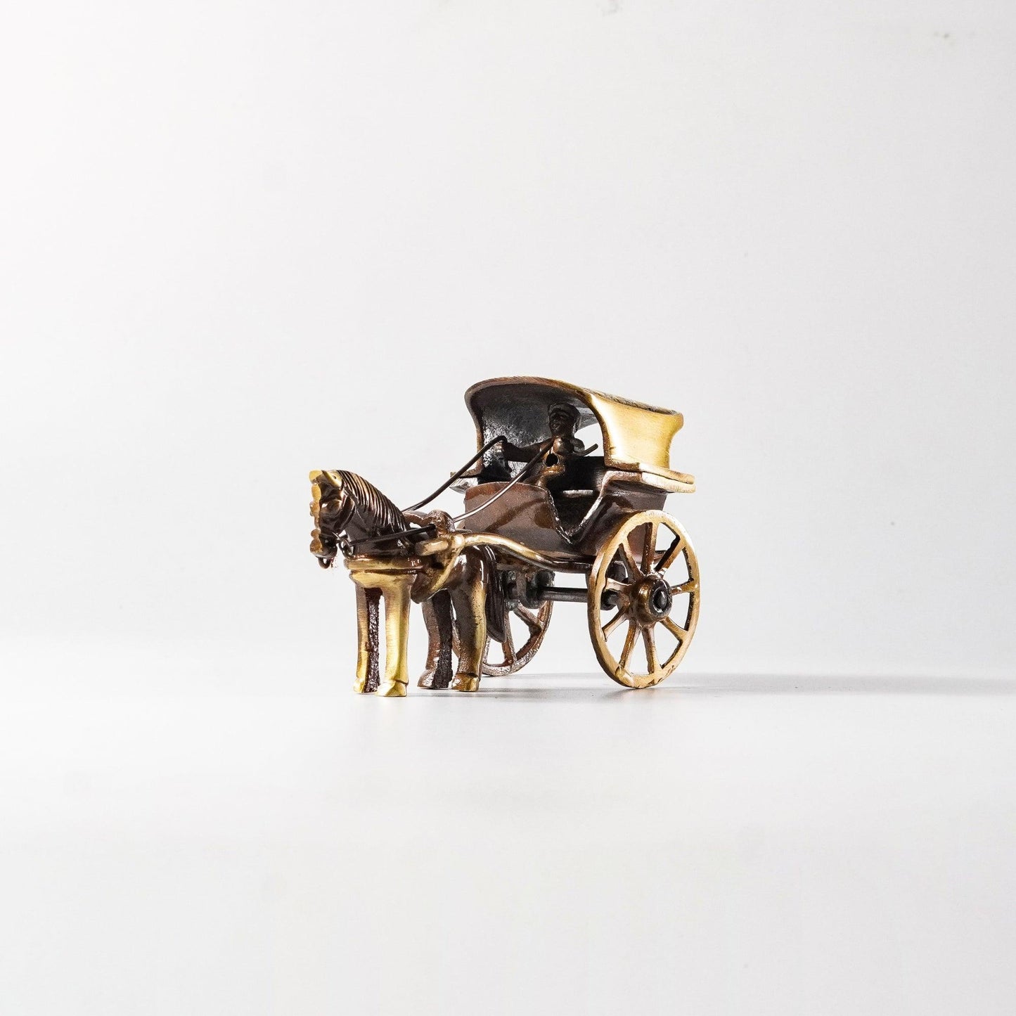 Horse Carriage Miniature Showpiece, Brass Metal, S | VARYRA - VARYRA