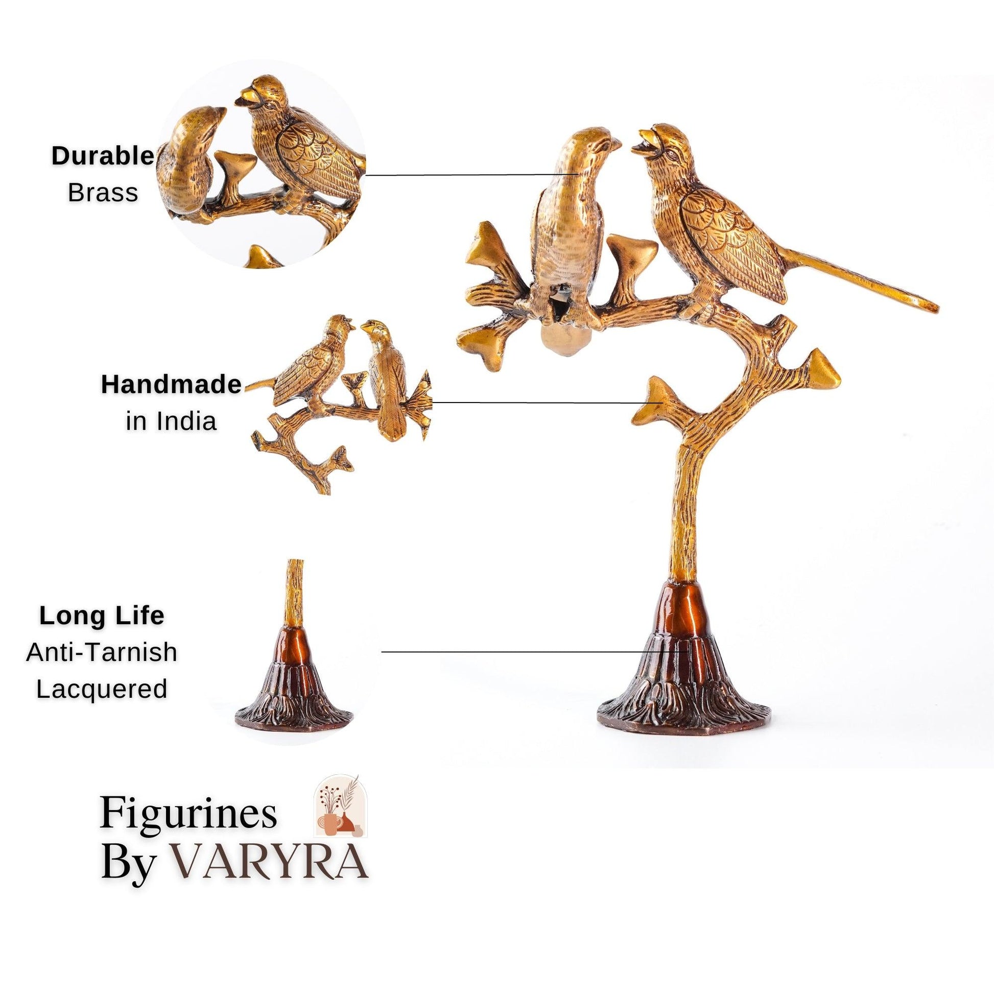 varyra love birds on tree brass showpiece qualities