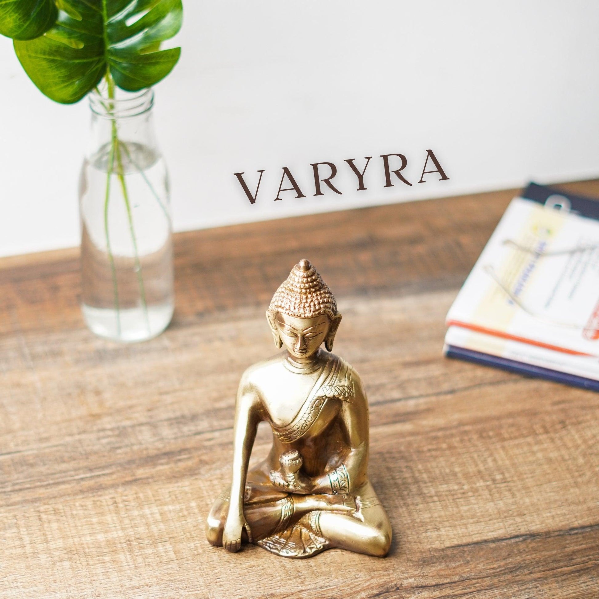 varyra brass buddha figurine meditating style