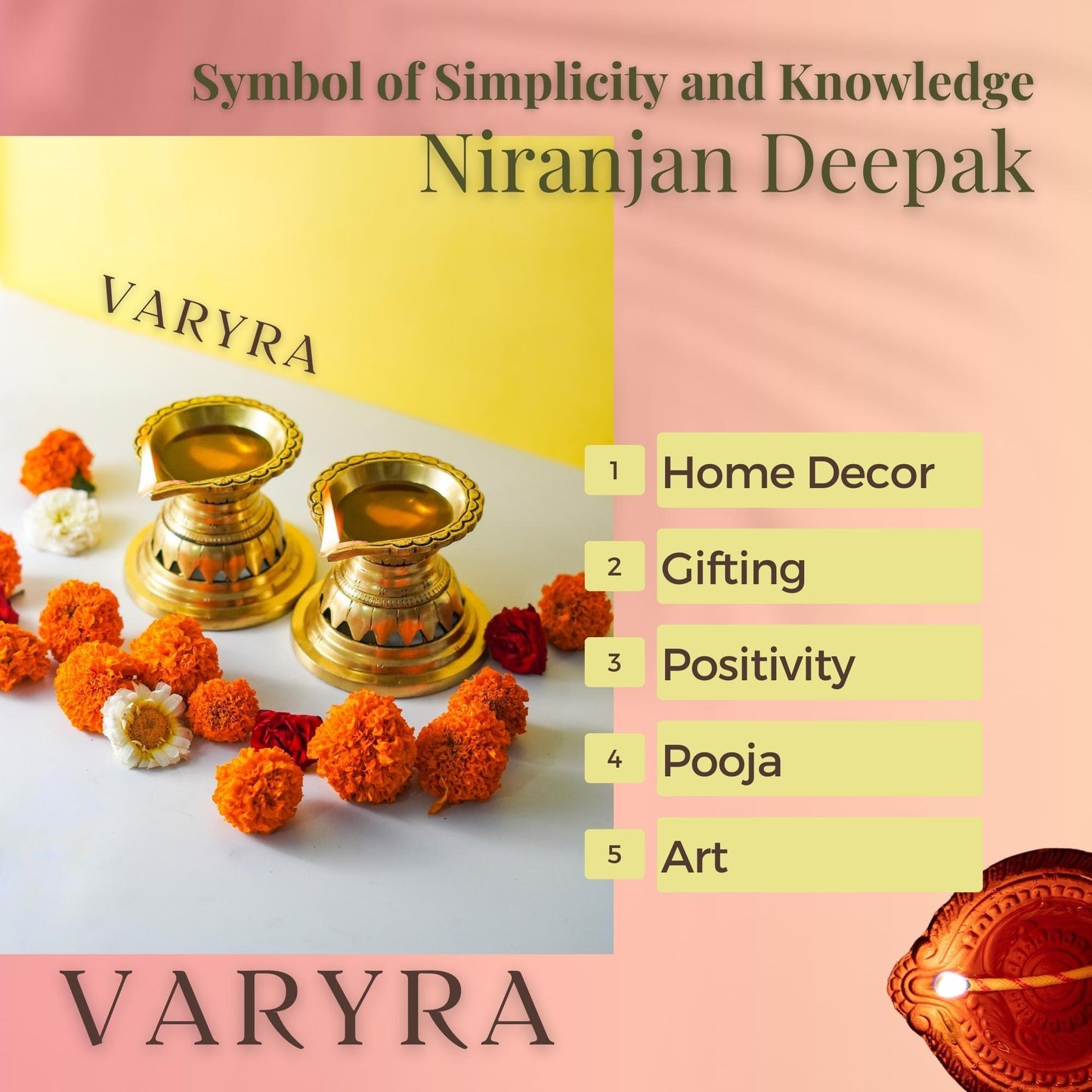 Niranjan Deepak Deepak, Traditional Brass Diya | VARYRA - VARYRA