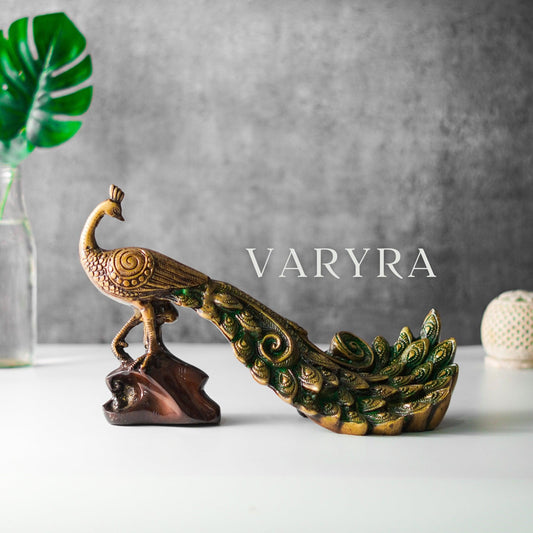 Peacock Majestic Bird Showpiece, Brass Metal | VARYRA - VARYRA